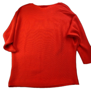 CeCe by Cynthia Steffe Ribbed Knitted Sweater Cotton Blend Breathable Orange W S
